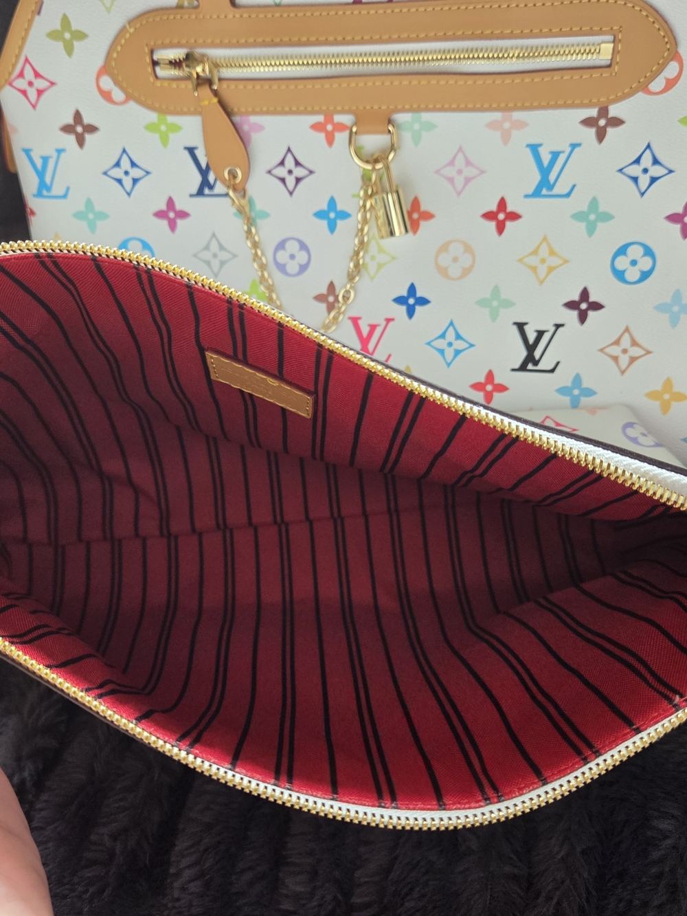 2 In 1 Multicolor White Canvas Large Shoulder Bag And Pouch - Picture 10 of 13